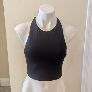 Alo Yoga black long long lace back workout bra size S